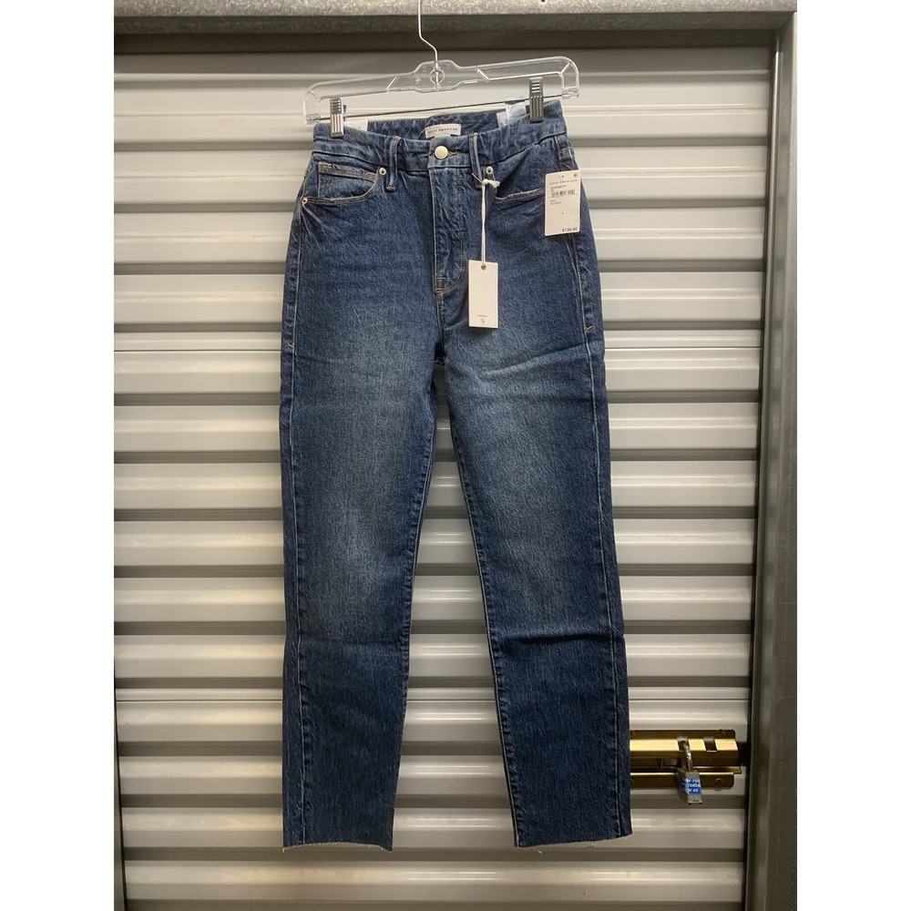 NWT Good American Good Classic Skinnyish Fit Hi Rise Women's Blue Jeans 2/26